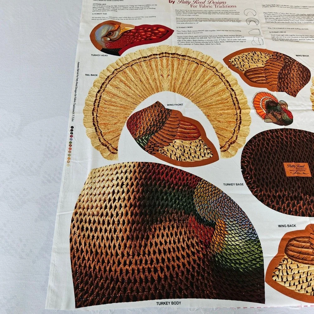 Patty Reed Designs Autumn Harvest Stuffed Turkey Fabric Panel DIY Sewing Project
